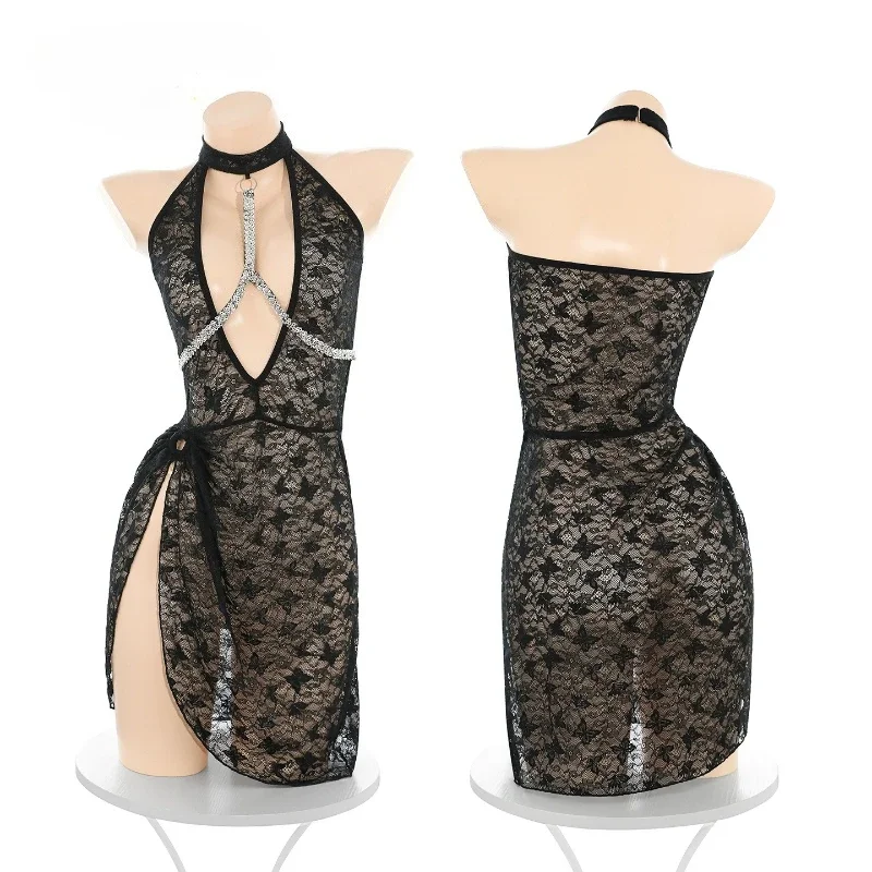 Babydoll Chemise Night - Erotyczna, koronkowa sukienka bielizny, siateczkowa koszulka