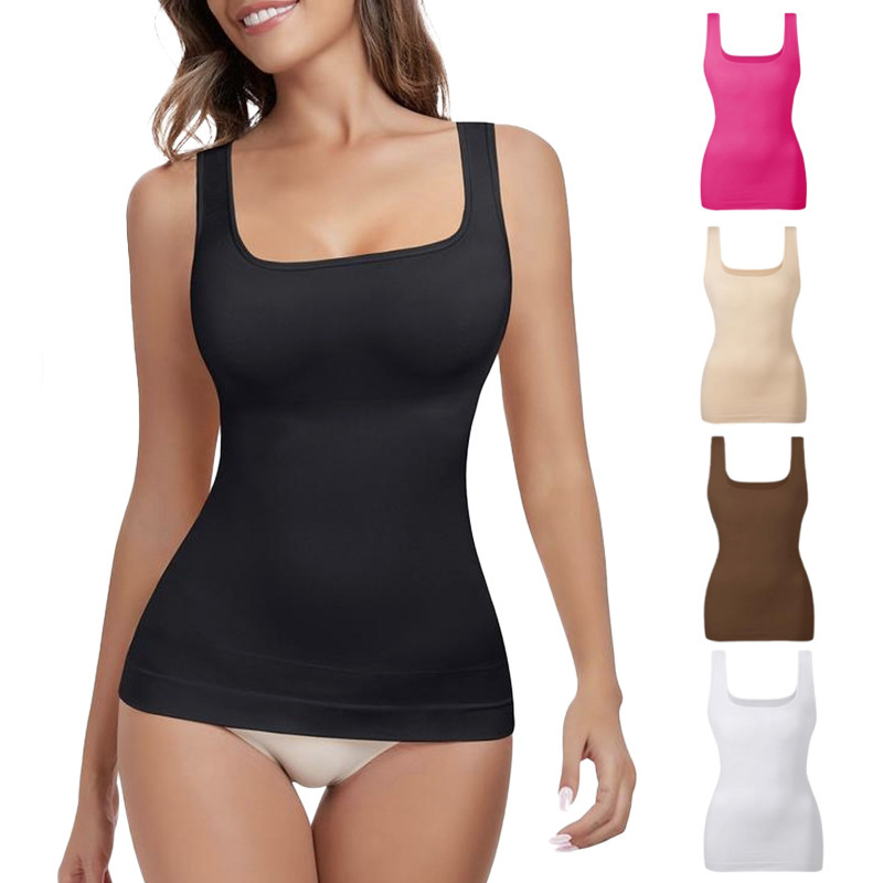 Shapewear Bodysuit Firm - Damska bezszwowa koszulka modelująca z kwadratowym