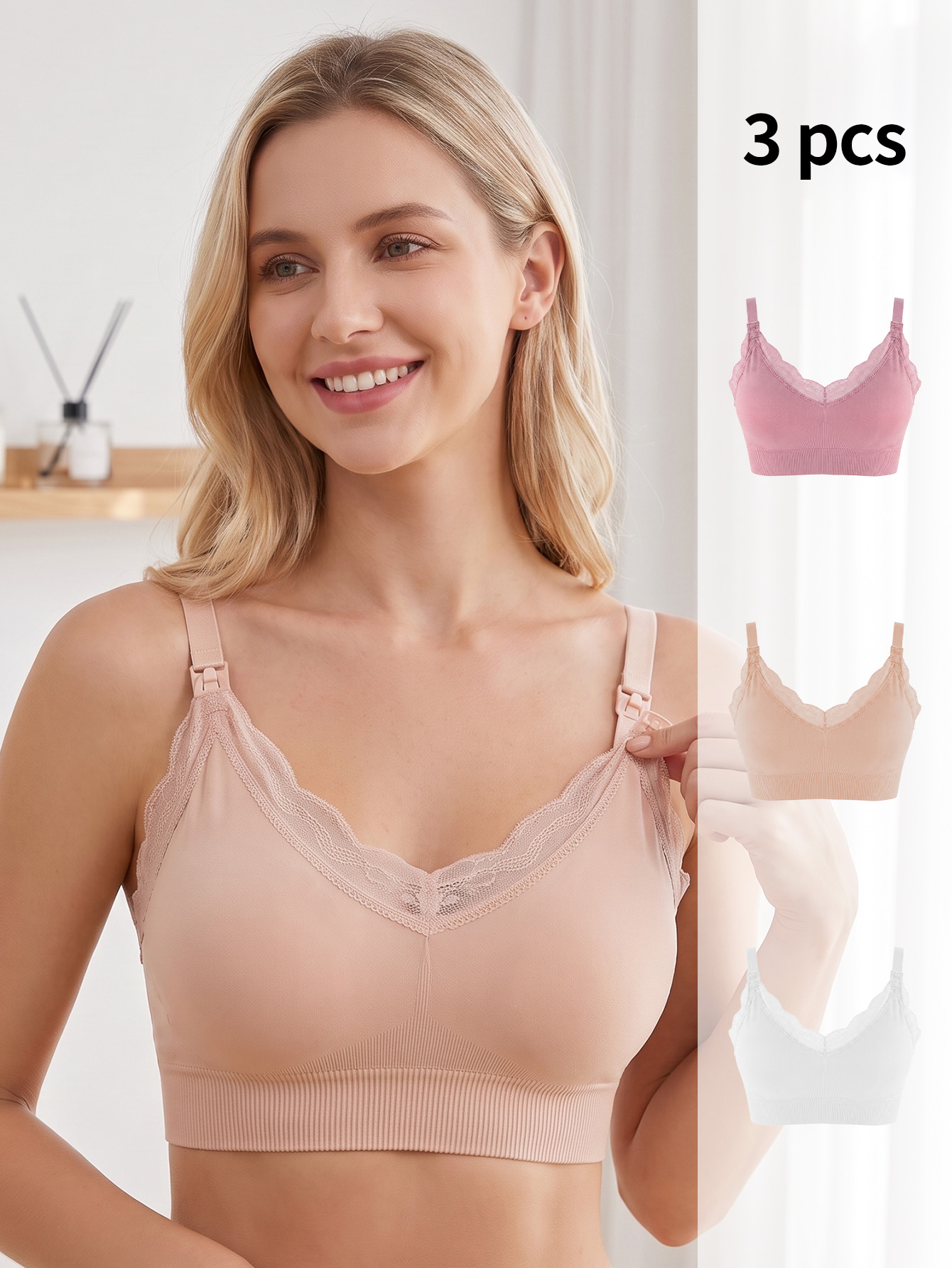 Nursing Bra Sleep - 3 sztuki biustonoszy do karmienia, bezszwowy