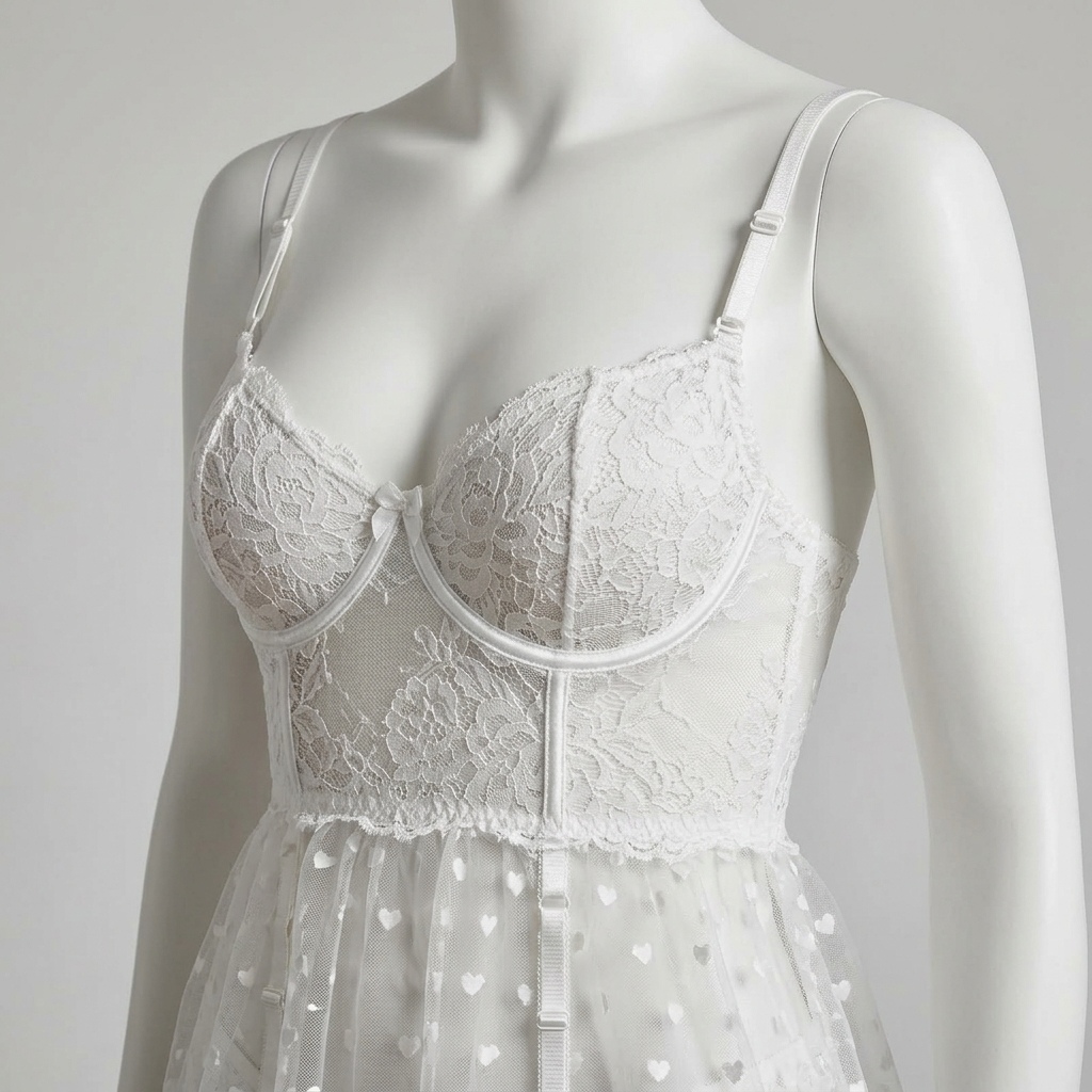 Damski biały koronkowy komplet – Babydoll Chemise Night recenzja i cena